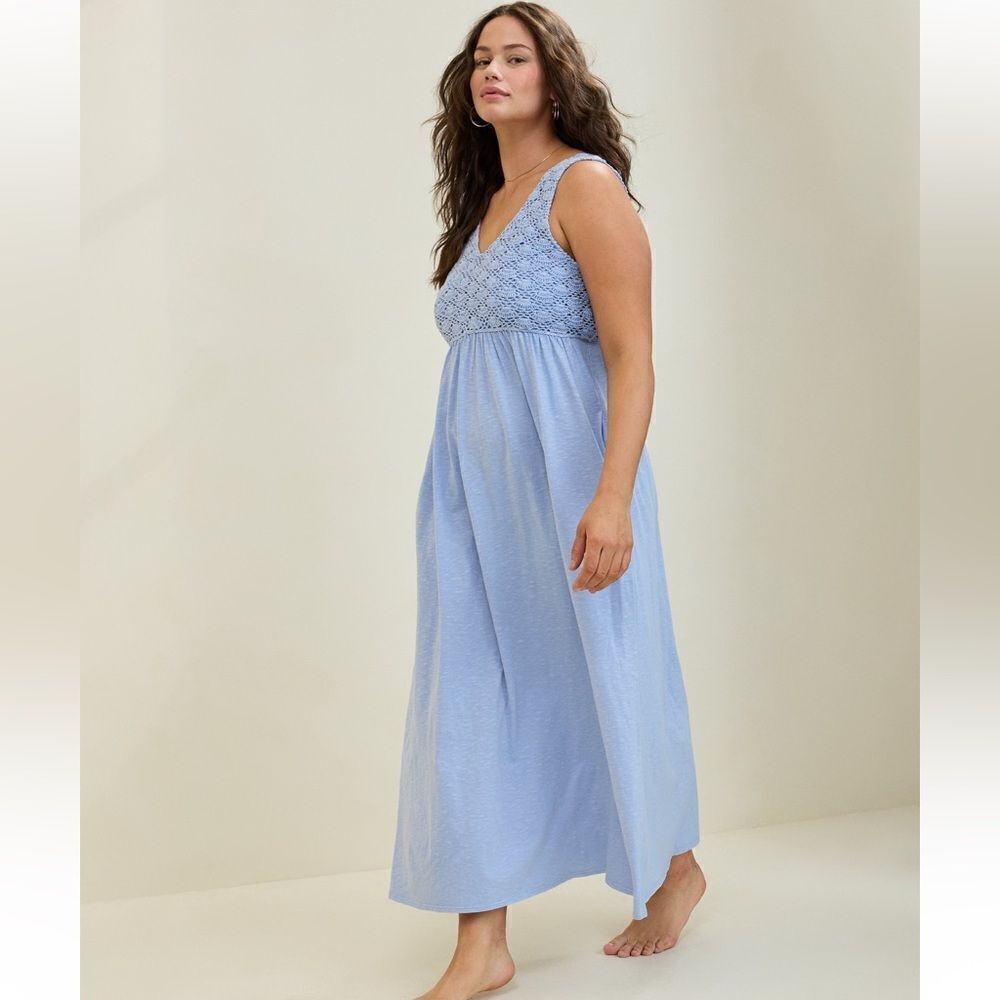 Aerie Blue Sleeveless Scoop Neck Sundress - Picture 2 of 6